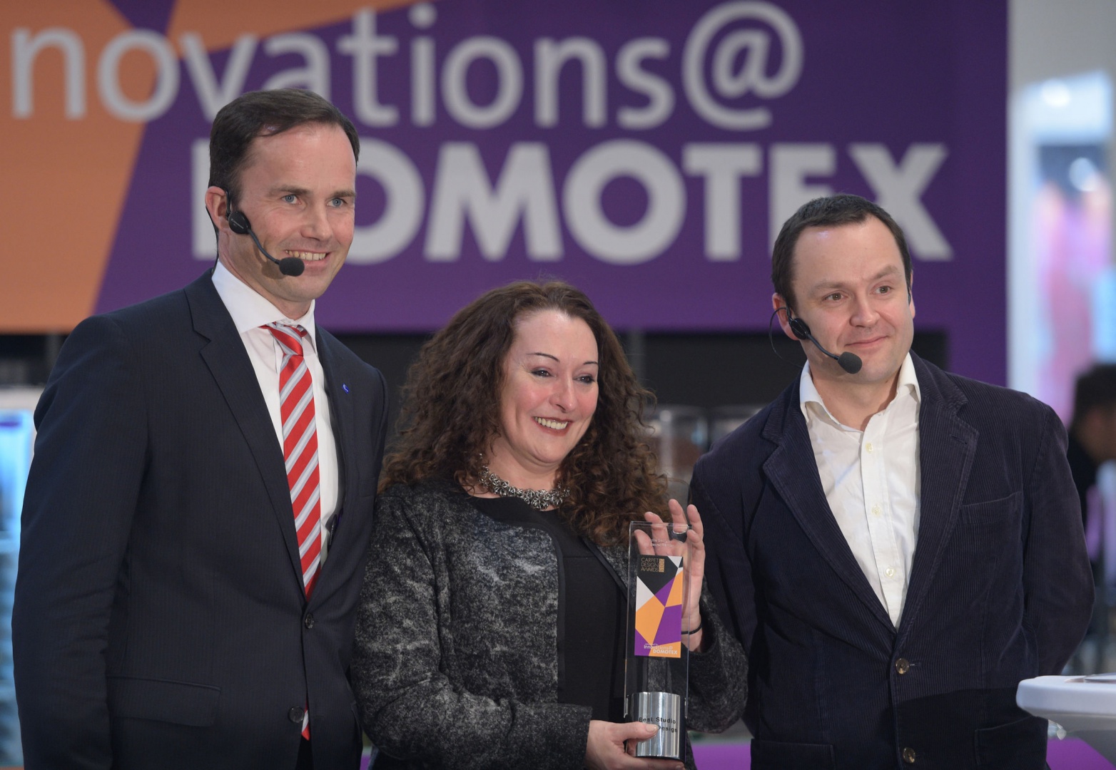 Award ceremony. The winner of this years Carpet Design Award in the category Best Studio Artist Design Carpets is Ayka Design , My secret Garden. Fot. Domotex