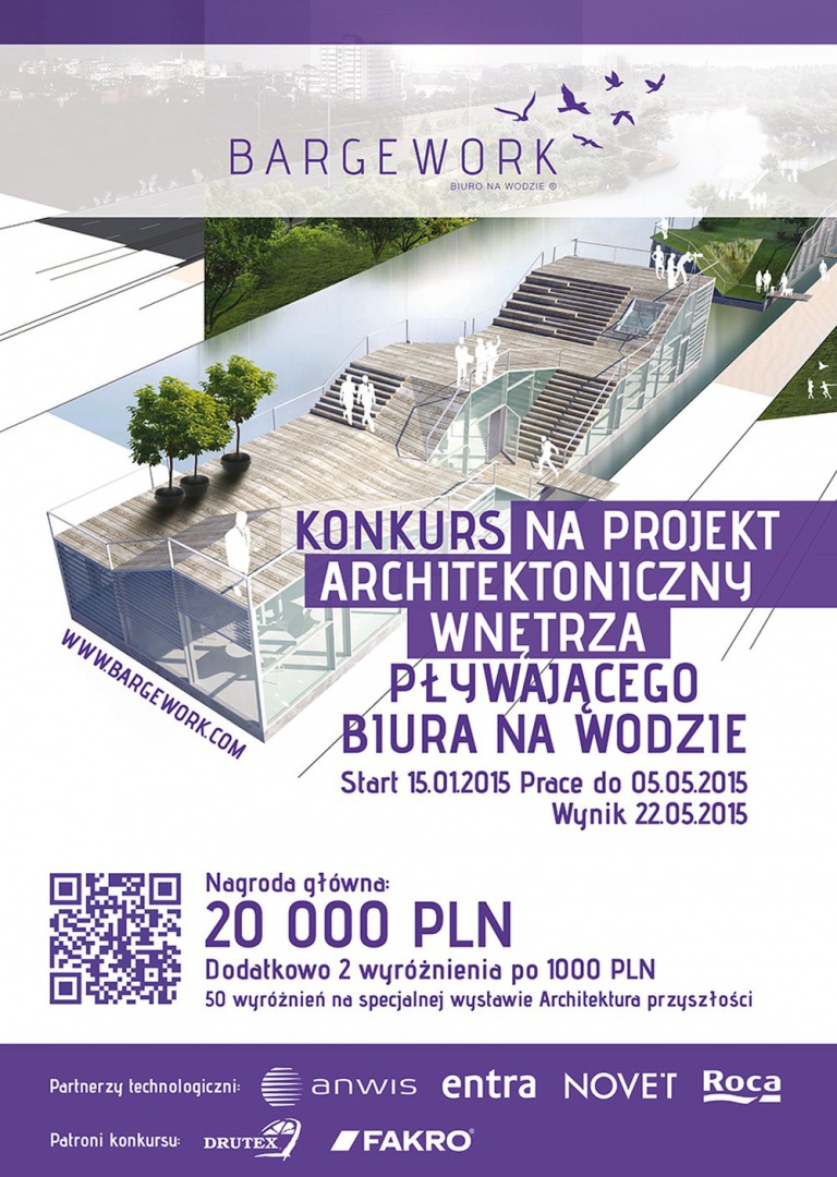 Bargework, biuro na wodzie, projekt wnętrza, konkurs dla architektów. Fot. Archiwum