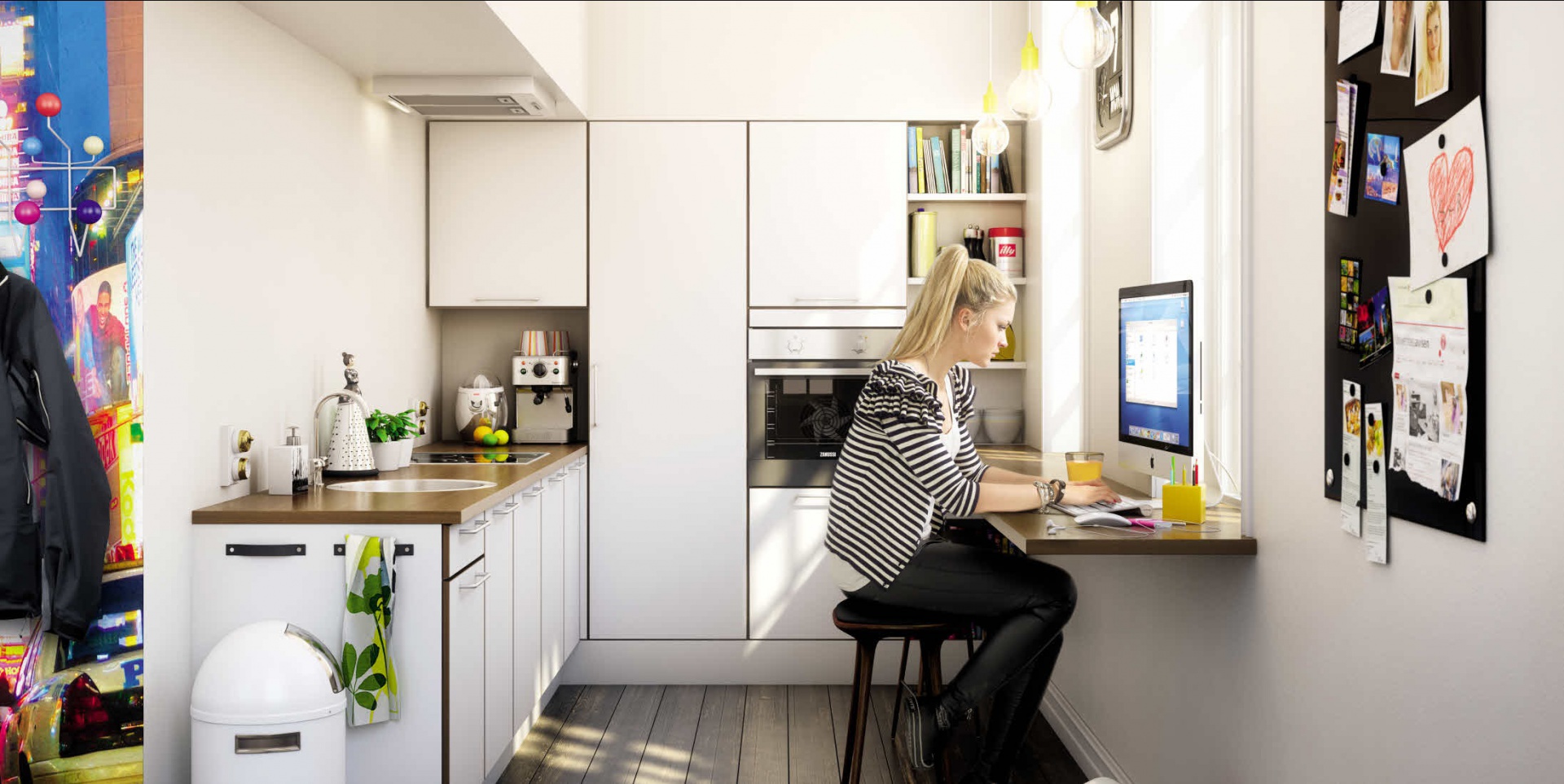Model kuchni HTH – Trend White Walnut sprawdzi się nawet w bardzo małych pomieszczeniach. Fot. HTH