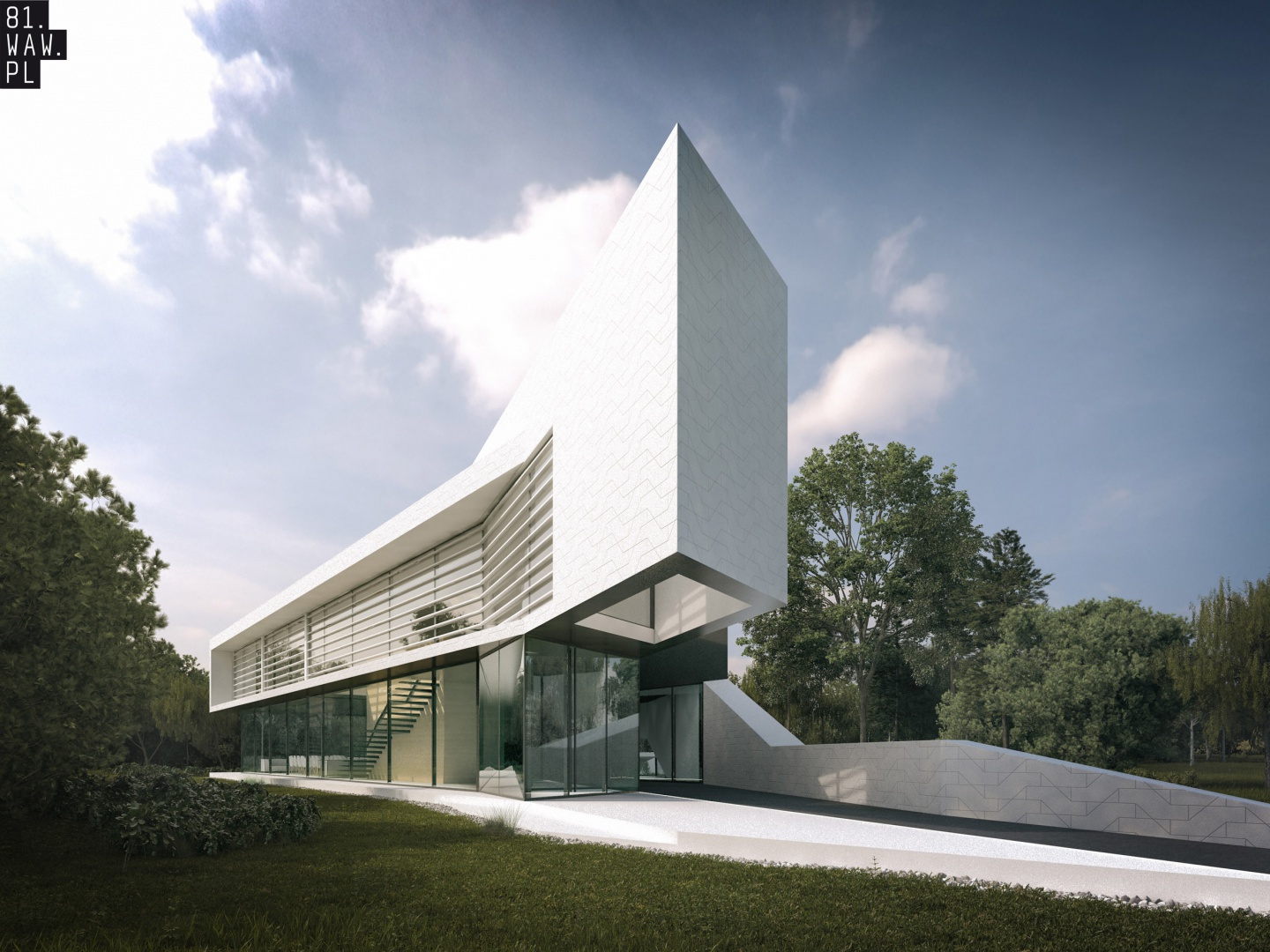 Dom biurowy stanowią dwie kondygnacje naziemne oraz jedna podziemna. Powierzchnia użytkowa to 800 m kw., zaś powierzchnia zabudowy – 430. Fot. 81.WAW.PL