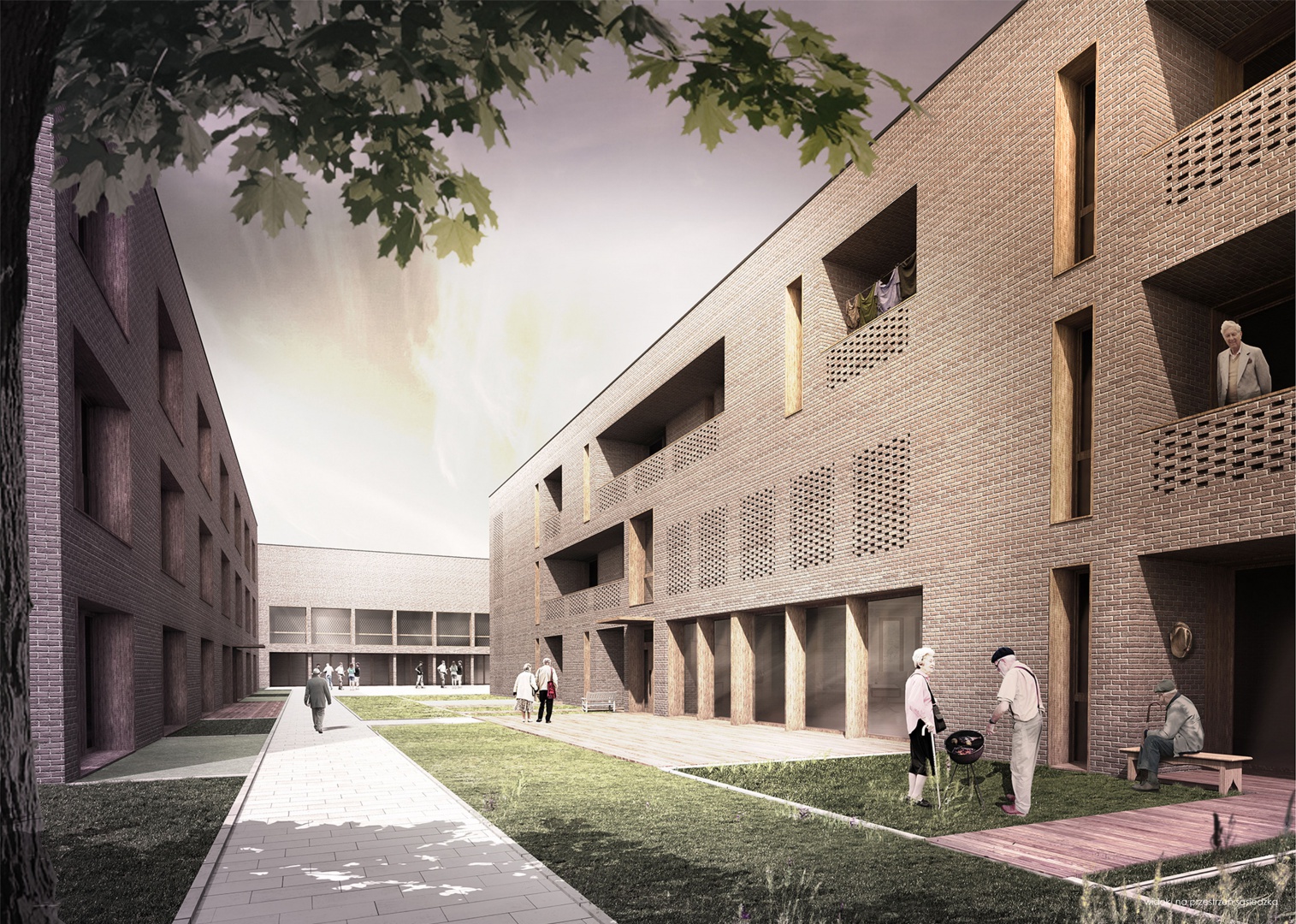 Wyróżnienie w kategorii Projekt bez realizacji – projekty przygotowane przez studentów kierunków architektonicznych przyznano dla opracowania konkursowego Architektura +65. Zespół mieszkaniowy dla osób w podeszłym wieku, studenta Michała Zbytniewskiego. Fot. Brick Award