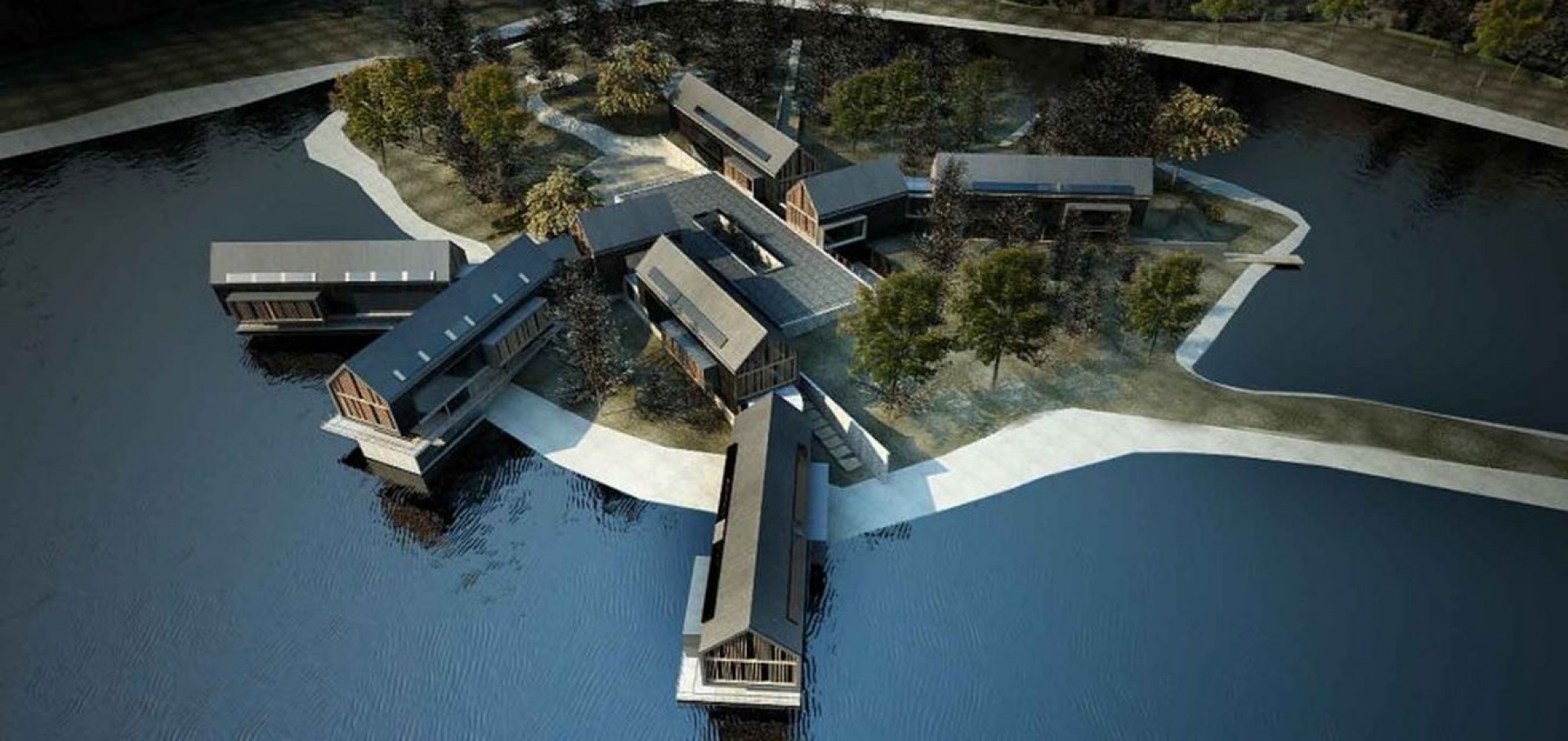 Projekt zakłada powstanie kameralnego kompleksu budynków ulokowanych nad zalewem w Janowie Lubelskim, w których mieścić się będzie luksusowy ośrodek SPA. Fot. Nizio International