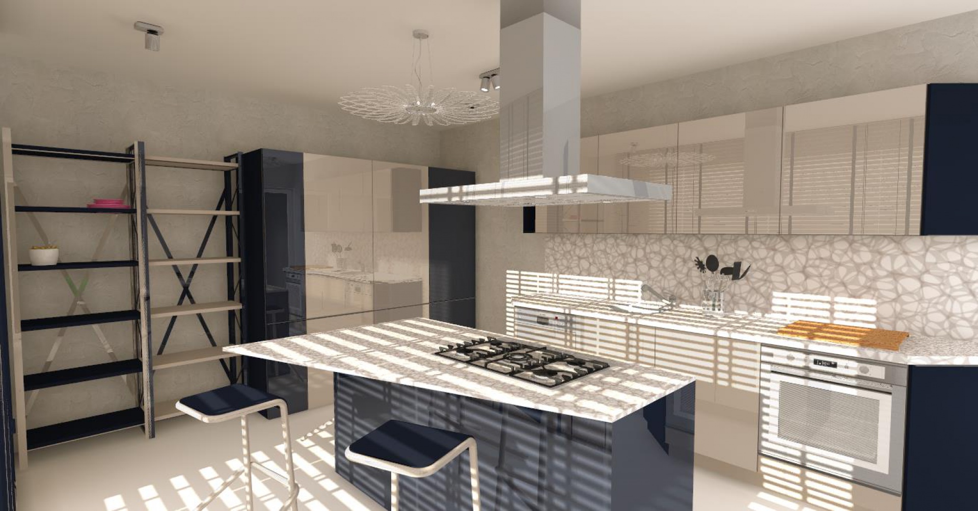 Kuchnia w granacie. Projekt mocno minimalistyczny. Urządzony w ulubionych kolorach inwestora. Nastawiony na funkcjonalność i czystość formy. Fot. Wizja Wnętrza.jpg