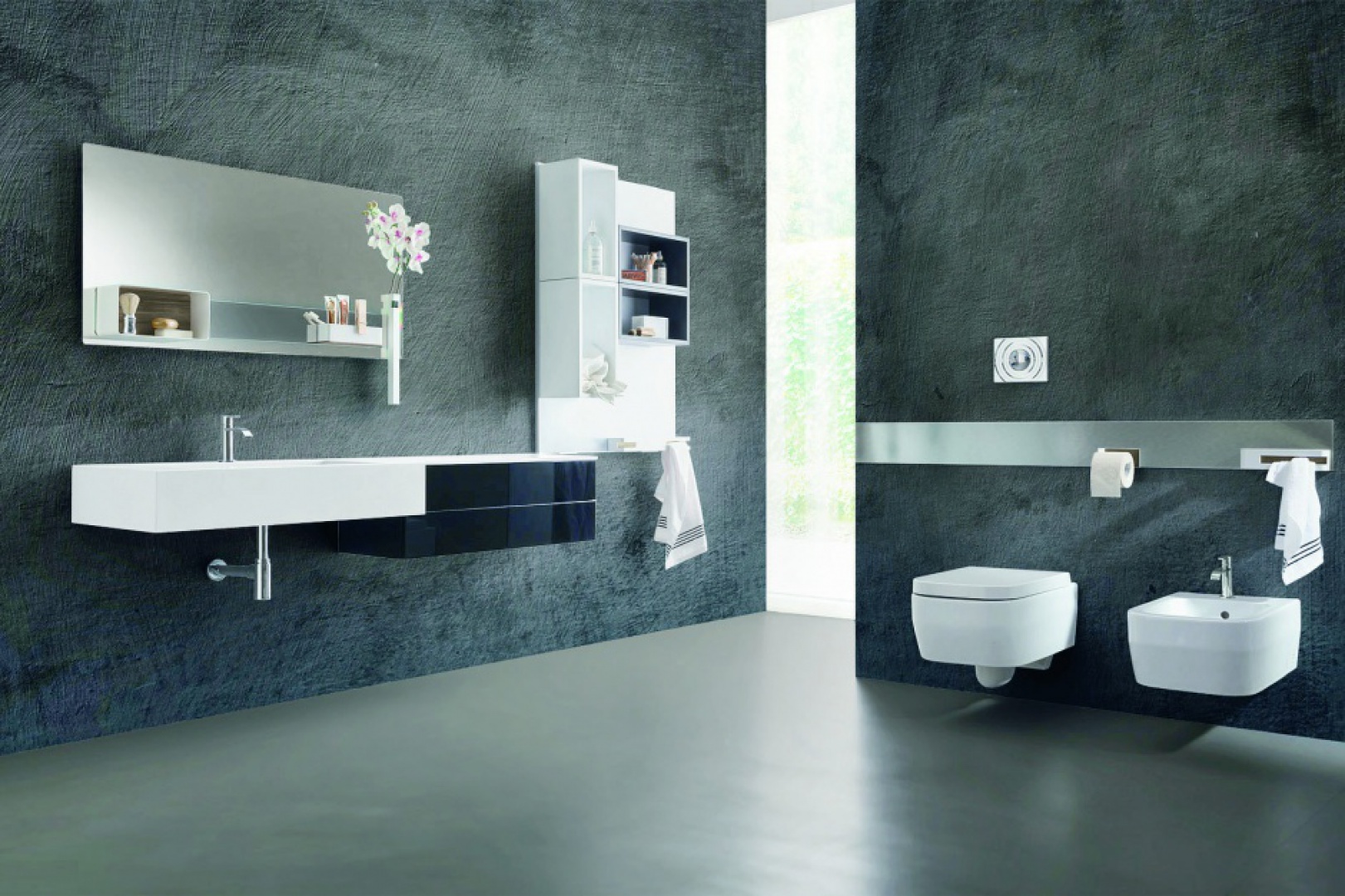 Meble i akcesoria łazienkowe Magnetika Ronda Design są mocowane na magnesy.