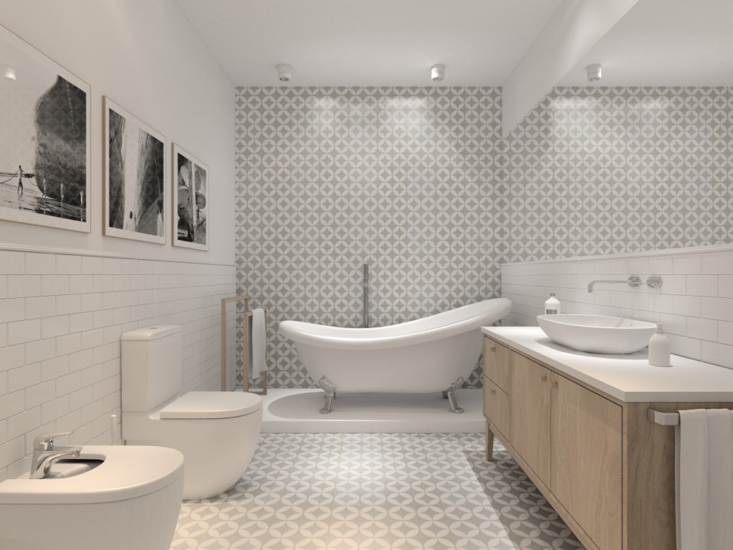 Kolorowe i drewniane dodatki oraz odpowiednie oświetlenie odmienią aranżację łazienki. Projekt Livingroom..jpg