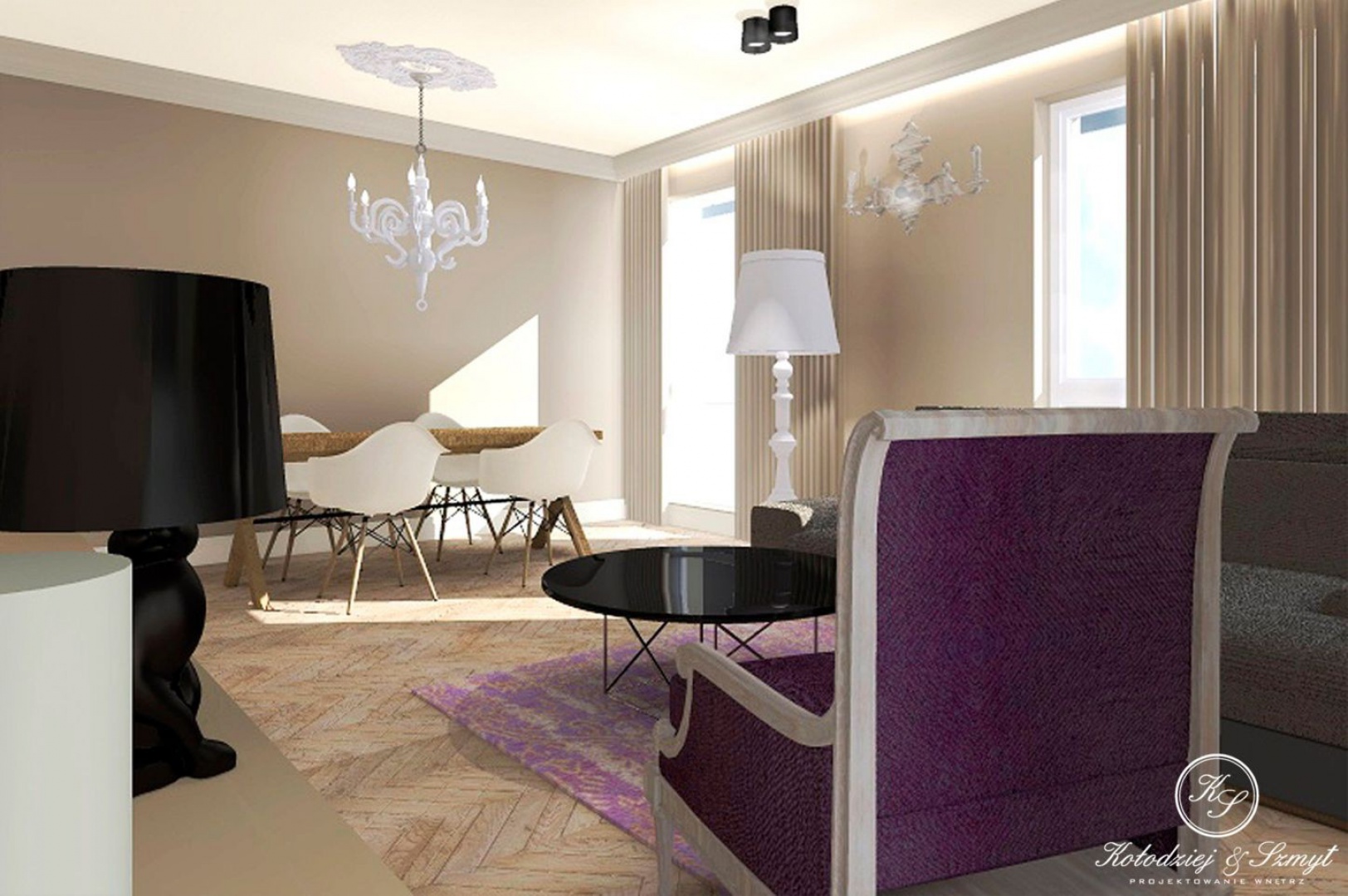 Projekt wnętrza apartamentu na warszawskim Ursynowie o powierzchni 115 m². Projekt Kołodziej & Szmyt.jpg