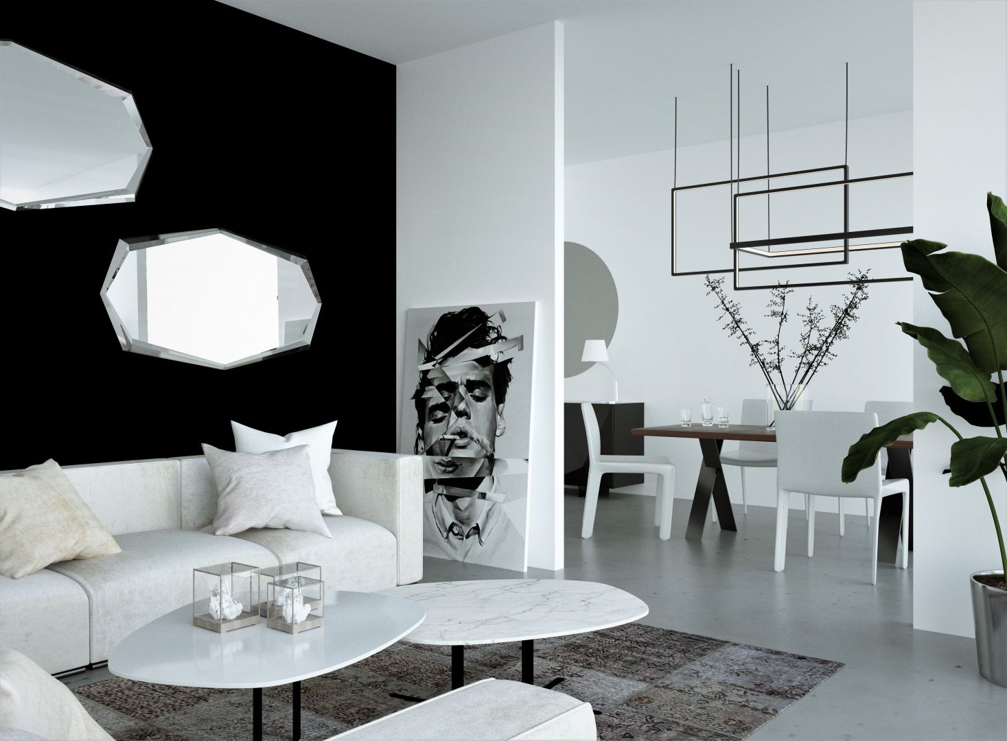 Wnętrze Black and White + lampa Geometric1.jpg