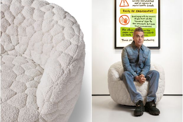 Robbie Williams zaprojektował fotel. Kosztuje fortunę i… chce cię przytulić